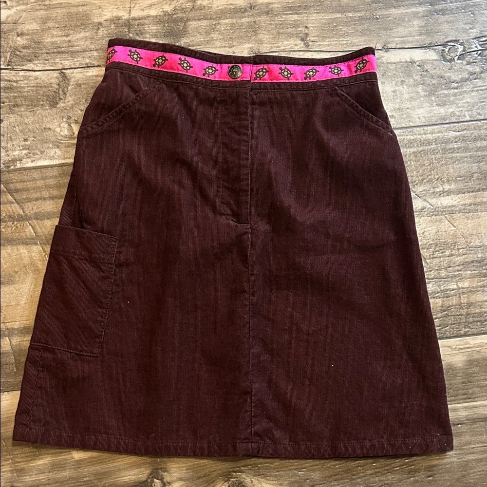Vintage Lilly Pulitzer girl’s size 8 corduroy brown mini skirt with pink belt